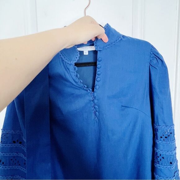 Cartolina Nantucket Sarah Dress Blue Linen Embroidered Size XS - Picture 12 of 16